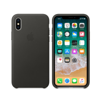 Apple Leather Case For iPhone X/XS - Charcoal Gray