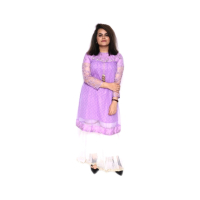 ASH Collection Net Embroidered Purple Kurti With Net Garara White