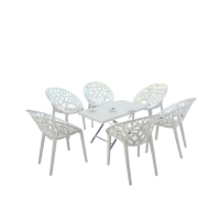Boss Tree Chairs Set with Folding Steel Plastic Table White (BP-214-S)