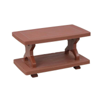 Boss Vista Rattan Pure Plastic Double Shelf Table (BP-334)-Chocolate