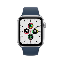 Apple iWatch SE 44mm Silver Aluminum Case With Abyss Blue Sport Band - GPS