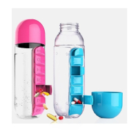 Easy Shop 2 in 1 Water Bottle And Pill Organizer Pink