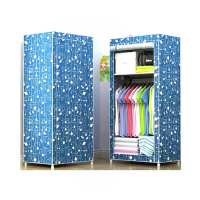Easy Shop Double Shelf Hanging Wardrobe Blue