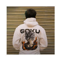 Genteez Goku Digital Printed Pullover Hoodie For Men-White-Extra Large