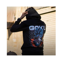 Genteez Goku Digital Printed Pullover Hoodie For Men-Black-Extra Large