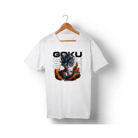 Genteez Goku Digital Printed T Shirt For Men-White-Medium