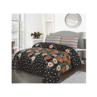 Araaish King Size Cotton Bedsheet Set - 3 Pcs-Jet Black