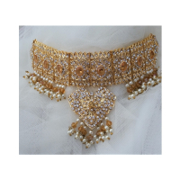 Jewel Art Indian Gold Plated Chocker Set With Tika