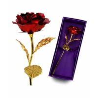 Kharedloustad 24K Gold Foil Plated Rose with Love Stand