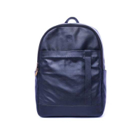 Pious Leather Laptop Bag - Navy Blue