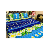 Araaish King Size Cotton Bedsheet Set - 3 Pcs-Light Blue