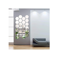LookNBuy Acrylic Hexagon Wall Decor Mirror - Large (0090)-Silver