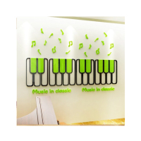 LookNBuy Piano With Sound Waves Wall Art (0031)-Green