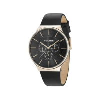 Police Leather Strap Watch For Men Black (15044JS/02)