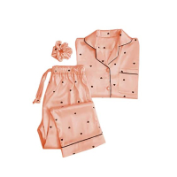 ZamZam Silk Night Suit For Women (AC-127)-Pink