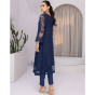 iShopping - Azure Blazing Sea Net Festive Unstitched 2 Piece Suit Blue (BSAZK176)