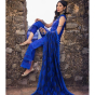 iShopping - Zainab Chottani Qasr Embroidered Unstitched Chikankari 3 Piece Suit Dark Blue (8B)