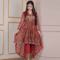 iShopping - Mashriqi Riwayat Embroidered Peplum Frock Style With Trouser Red Maroon