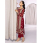 iShopping - Azure Sangria Chiffon Festive Unstitched 2 Piece Suit Red (SGAZK175)