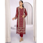 iShopping - Azure Sangria Chiffon Festive Unstitched 2 Piece Suit Red (SGAZK175)