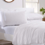 iShopping - Rainbow Linen Jersey Fitted Bed Sheet King Size White (RHP225)