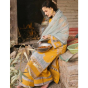 iShopping - Qalamkar Marahil Fearie Embroidered Lawn Unstitched 3 Piece Suit Yellow (SS-12)