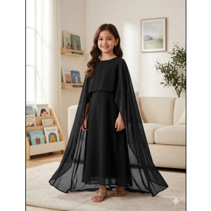Zafeer Kids Cap Shawl Chiffon Maxi For Girls (004)