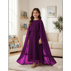 Zafeer Kids Cap Shawl Chiffon Maxi For Girls (004)