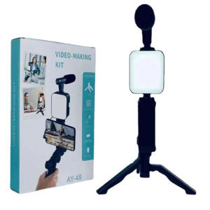 AY-49 Mobile Phone Vlog Selfie Stick with LED Fill Light