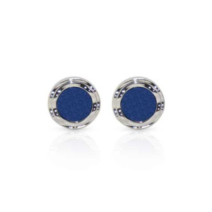 Cufflers Vintage Cufflinks Silver and Blue 1032 | Free Gift Box
