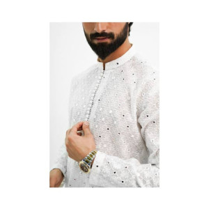 Elegance Republic Embroidered Kurta Trouser Pastel White (1020)