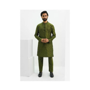 Elegance Republic Embroidered Kurta Trouser Army Green (1021)