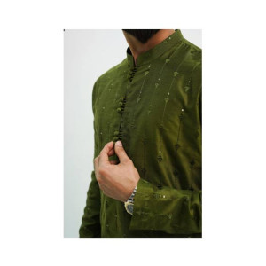 Elegance Republic Embroidered Kurta Trouser Army Green (1021)