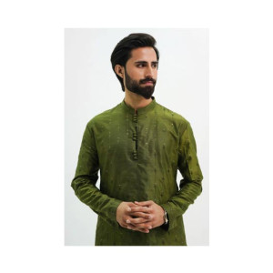 Elegance Republic Embroidered Kurta Trouser Army Green (1021)