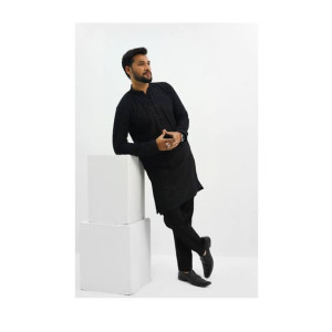 Elegance Republic Embroidered Kurta Trouser Cinder Black (1026)