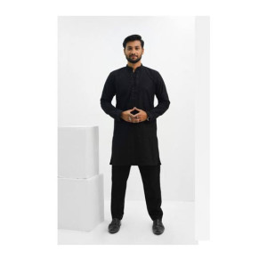 Elegance Republic Embroidered Kurta Trouser Cinder Black (1026)