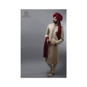 Elegance Republic Jamawar Sherwani Soft Amber (1034)