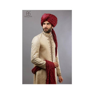 Elegance Republic Jamawar Sherwani Soft Amber (1034)