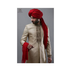 Elegance Republic Jamawar Sherwani Heathered Brown (1035)