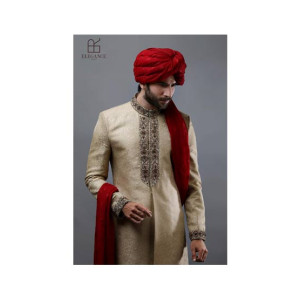 Elegance Republic Jamawar Sherwani Heathered Brown (1035)