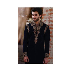 Elegance Republic Velvet Sherwani Zeus Black (1043)