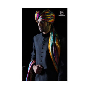 Elegance Republic Jamawar Sherwani Mirage Black (1044)