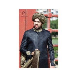 Elegance Republic Jamawar Sherwani River Black (1055)