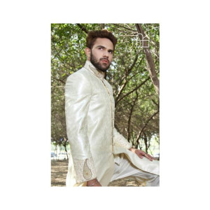 Elegance Republic Jamawar Sherwani White Lilac (1056)
