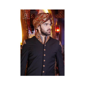 Elegance Republic Blended Sherwani Baltic Seas Black (1057)