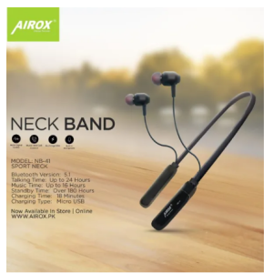 Airox Wireless Neckband Black (NB-41)
