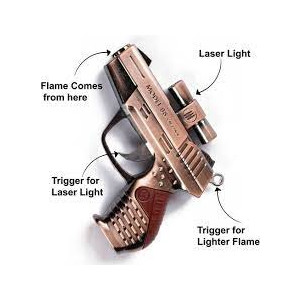 Shop Zone Mini Pistol Gas Lighter With Laser
