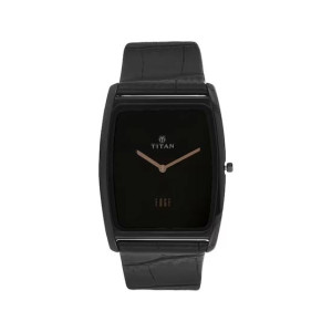 Titan Edge Analog Men's Leather Watch - Black (1596NL01)