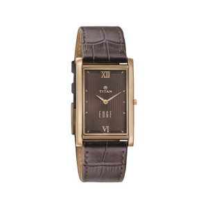 Titan Edge Analog Men's Leather Watch - Brown (1598WL02)
