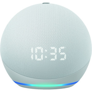 Amazon Echo Dot 4th Generation with Clock Glacier White